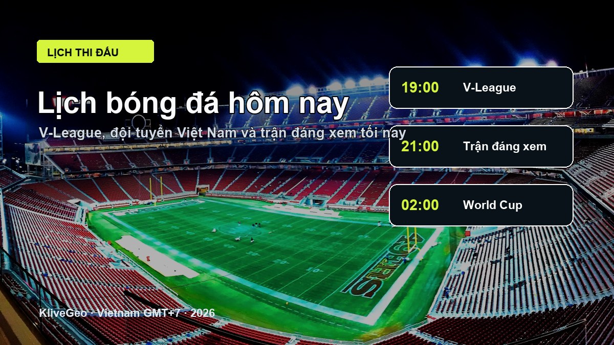 Lịch thi đấu bóng đá hôm nay theo giờ Việt Nam: cách xem nhanh cho fan Việt